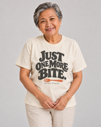 Just One More Bite Tee in Barong Cream — model front view