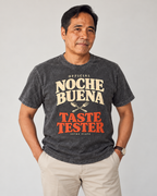 Official Noche Buena Taste Tester Tee in Uling Black — model front view