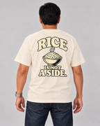 Rice Is Not a Side Tee in Barong Cream — model back view