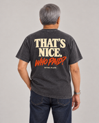 That’s Nice. Who Paid? Tee in Uling Black — model back view